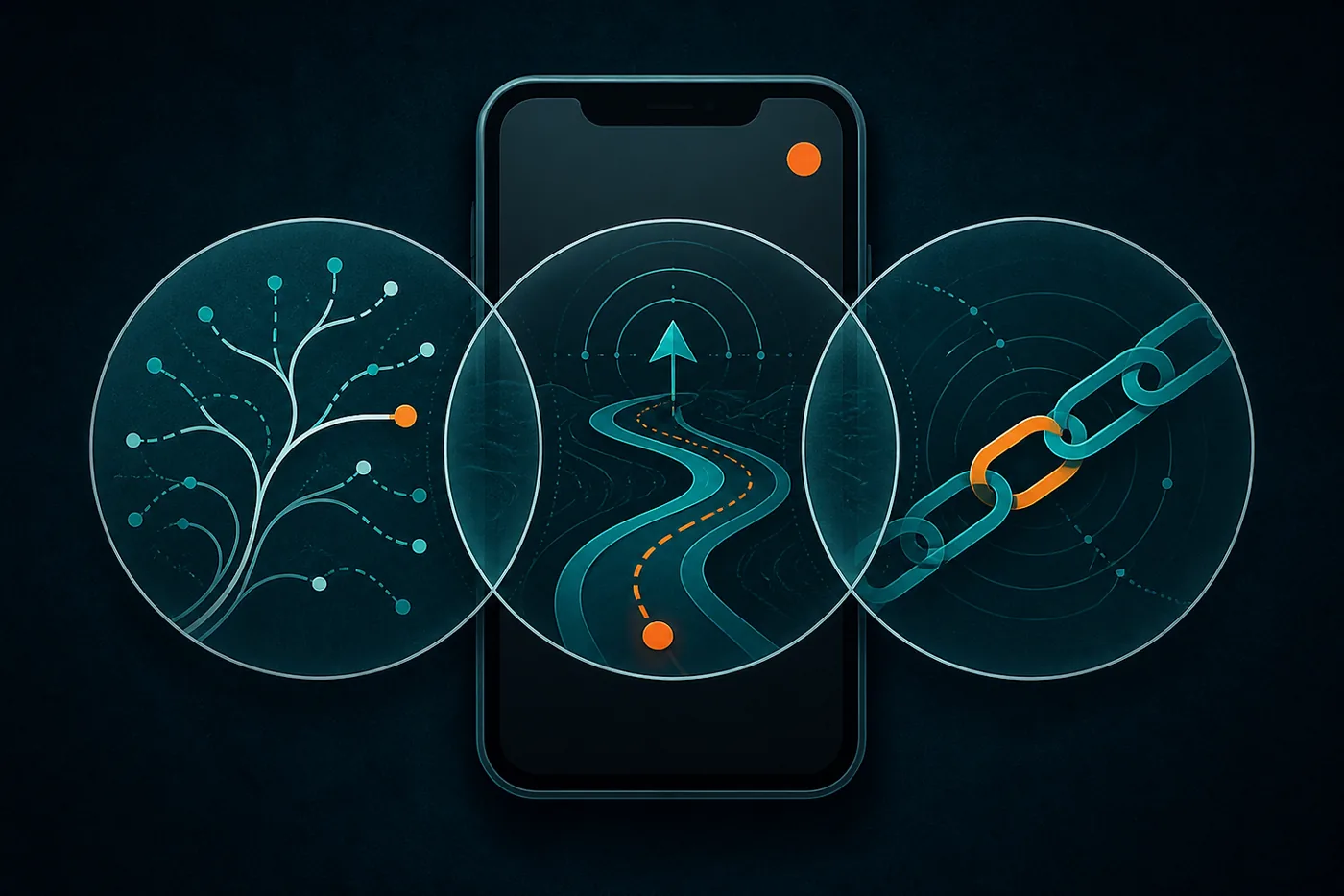 One unanswered phone notification viewed through three overlapping conceptual lenses